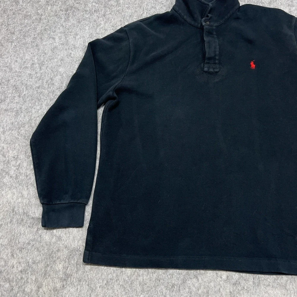 Polo Ralph Lauren Sweater Mens XL Blue Navy Quarter Button Preppy Pullover Pony